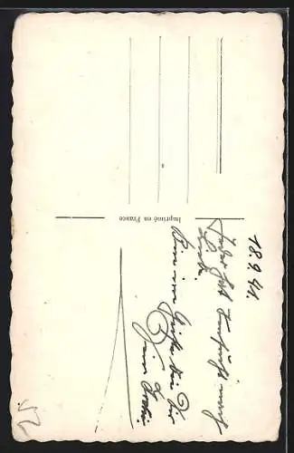 AK Divine Extase, Mann liebkost das Dekoltée seiner Liebsten