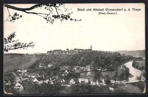 AK Drosendorf a. d. Thaya, Teilansicht mit Altstadt