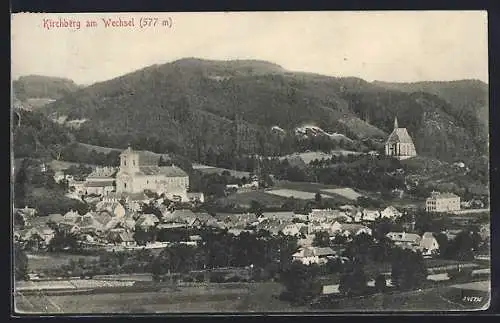 AK Kirchberg am Wechsel, Ortsansicht mit Wald