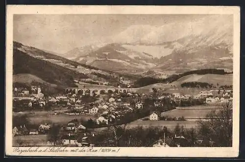 AK Payerbach a. d. Südbahn, Teilansicht mit der Rax