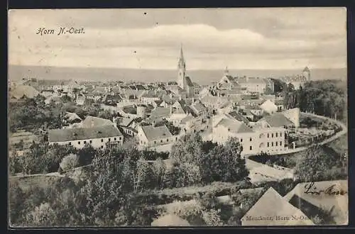 AK Horn, Ortsansicht mit Blick auf Kirchturm und über Häuser