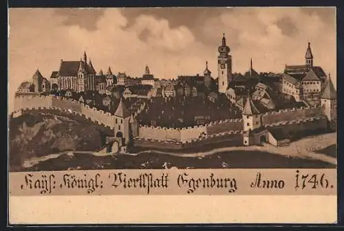 AK Eggenburg, Ortsansicht anno 1746