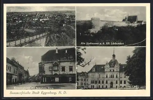 AK Eggenburg, Alte Stadtmauer a.d. XII. Jahrhundert, Kremserstrasse mit bemaltem Haus, Krahuletz-Museum