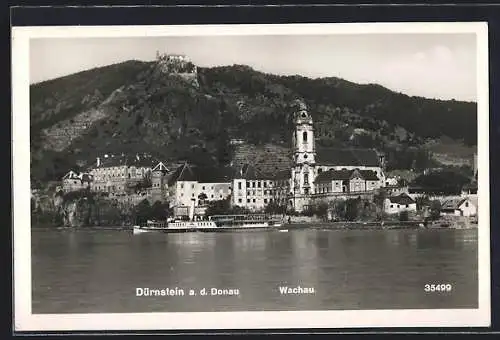 AK Dürnstein a. d. Donau, Uferpartie mit Ruine