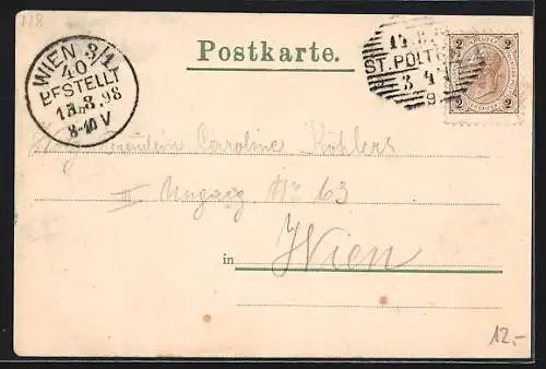 AK St. Pölten, Rathausplatz mit Franziskanerkirche