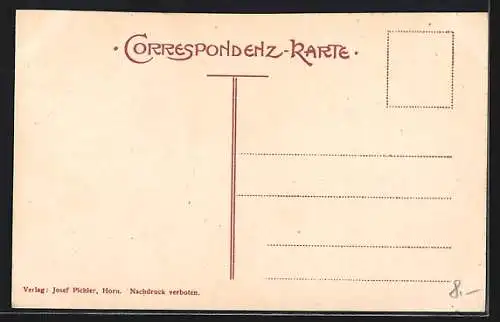 AK Rosenburg, Teilansicht mit Burg aus der Vogelschau