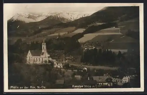 AK Prein an der Rax, Kirche mit Raxalpe