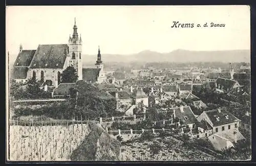 AK Krems a.d. Donau, Teilansicht mit Kirche