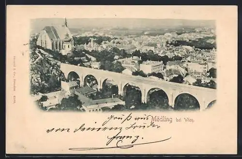 AK Mödling bei Wien, Teilansicht mit Viadukt