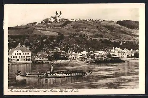 AK Marbach / Donau, Dampfer mit wehenden Fahnen in Fahrt