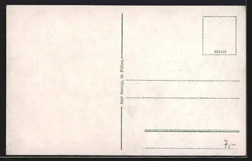 AK St. Pölten, Rathausplatz mit Rathaus und Denkmal