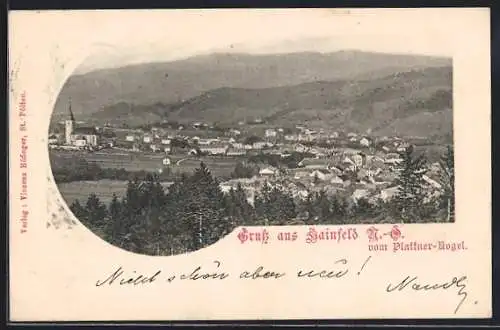 AK Hainfeld /N.-Ö., Teilansicht mit Kirche vom Plattner-Kogel