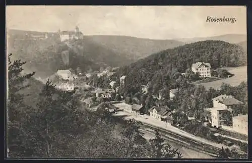 AK Rosenburg, Panorama mit Bahnhof