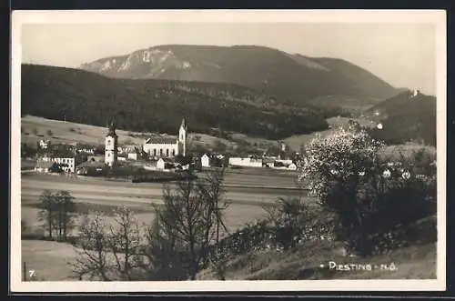 AK Piesting /N. Ö., Ortspartie mit Kirche