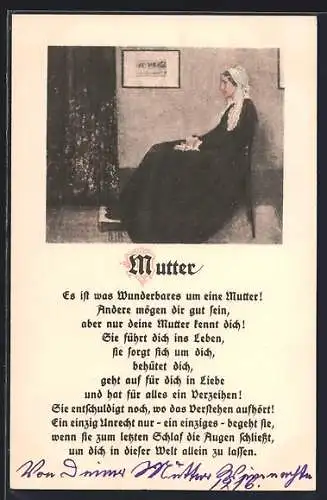 AK Gedicht zum Muttertag, Es ist was wunderbares um eine Mutter...