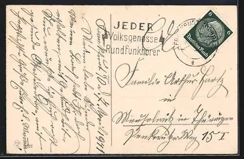 AK Osterküken in einem Blumenbett mit Weidenkätzchen