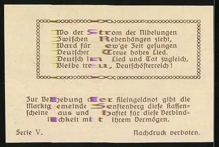 Notgeld Senftenberg 1920, 10 Heller, Burgansicht und Wappen, Serie V, Gültigkeit bis 31. Dezember 1920