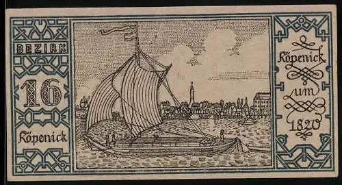 Notgeld Berlin-Köpenick 1921, 50 Pfennig, Segelschiff und Berliner Bär, Nr. 418971