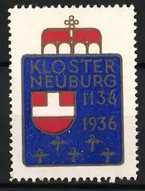 Reklamemarke Klosterneuburg, Klosterneuburg 1136-1936, Wappen mit Kreuz