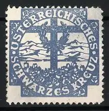 Reklamemarke Österreich, Schwarzes Kreuz, Kriegsgrab mit Alpenpanorama