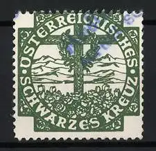 Reklamemarke Österreich, Schwarzes Kreuz, Kriegsgrab mit Alpenpanorama