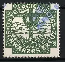 Reklamemarke Österreich, Schwarzes Kreuz, Kriegsgrab mit Alpenpanorama