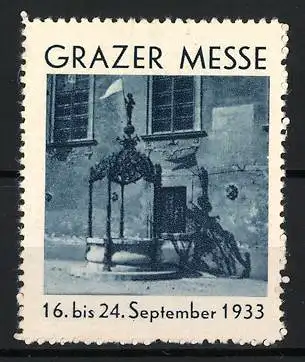 Reklamemarke Graz, Grazer Messe 1933, Brunnenmotiv