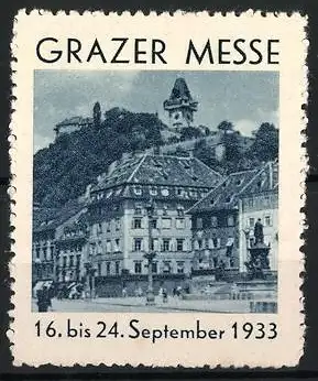 Reklamemarke Graz, Grazer Messe 1933, Uhrturm Graz