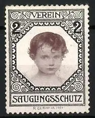 Reklamemarke Verein Säuglingsschutz 1911, Kindsporträt