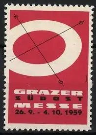 Reklamemarke Graz, Grazer Südost Messe 1959, Kreis mit Pfeilen