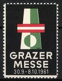 Reklamemarke Graz, Grazer Messe 1961, abstraktes Design mit Flagge