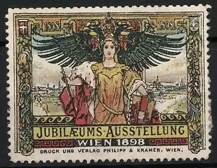 Reklamemarke Wien, Jubiläums-Ausstellung 1898, Kaiserin vor Doppeladler