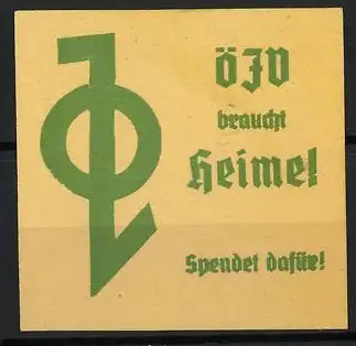 Reklamemarke ÖJV braucht Heime!, grünes Symbol