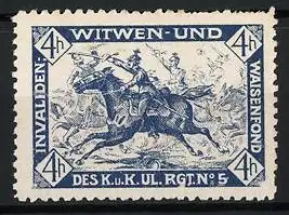 Reklamemarke Invaliden-, Witwen- und Waisenfond, Reiter auf Pferd, K.u.k. Ulanen Regiment Nr. 5