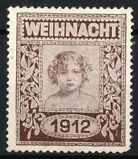 Reklamemarke Weihnacht 1912, Kind mit Blumenmuster