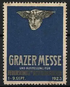 Reklamemarke Graz, Grazer Messe 1923, geflügelter Hermes-Kopf