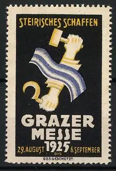 Reklamemarke Graz, Steirisches Schaffen, Hammer und Sichel, Grazer Messe 1925