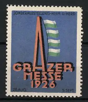 Reklamemarke Graz, Grazer Messe 1926, Flagge und Architekturmotiv