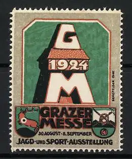 Reklamemarke Graz, Grazer Messe 1924, Jagd- und Sport-Ausstellung