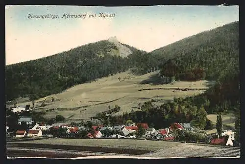 AK Hermsdorf /Riesengebirge, Ortsansicht mit Kynast