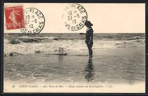 AK Paris-Plage, Aux Bains de Mer, Étude sérieuse sur la navigation