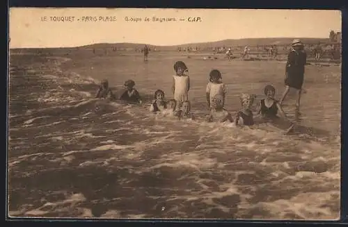 AK Le Tourquet, Paris-Plage, Groupe de Baigneurs