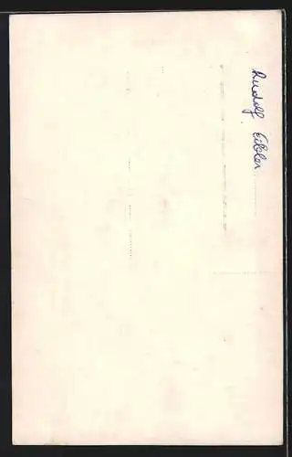 Foto-AK Rudolf Eibler im Anzug nebst seiner Frau im Brautkleid, Hochzeit