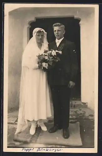 Foto-AK Peppi und Boggi Einberger bei ihrer Hochzeit