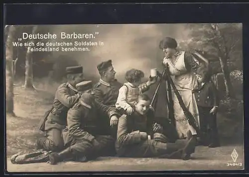 Foto-AK PFB Nr. 3484 /3: Deutsche Soldaten spielen mit Kindern, Propaganda