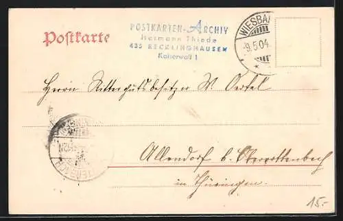 AK Wiesbaden, Kaiser Friedrich-Denkmal, Kurhaus u. Colonaden, Strassenbahn