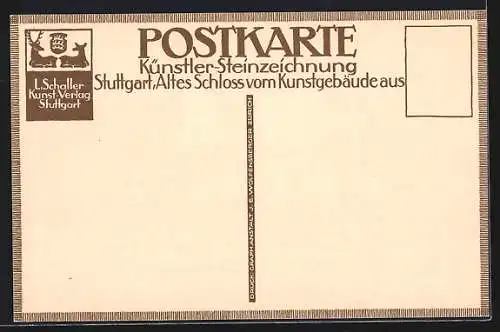 Künstler-AK Ernst E. Schlatter: Marktplatz mit Denkmal und Springbrunnen