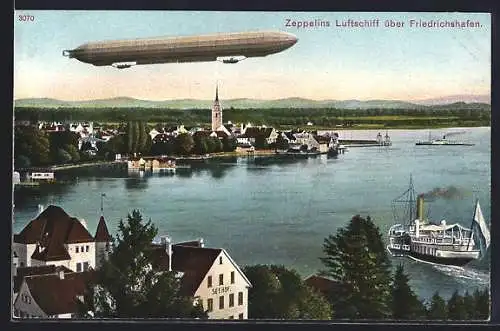 AK Zeppelins Luftschiff über Friedrichshafen