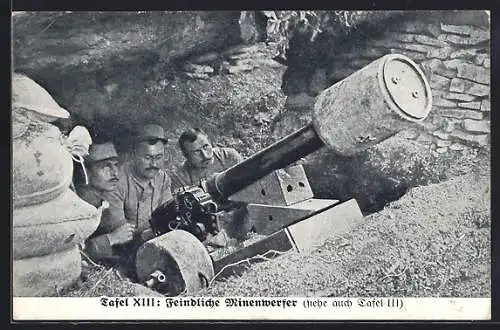 AK Feindliche Minenwerfer, französische Artillerie