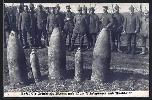 AK Feindliche 28, 5 cm & 12 cm Blindgänger & Ausbläser